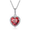 ChicSilver Collana Pendente Donna Cuore Piccolo in Argento Sterling 925 con Zirconi Brillanti Pietra Nascita 12 Mese Mesi Catenina Catena Regolabile Gioiello alla moda - Gennaio Granato