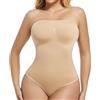 ONEW Body da donna senza spalline con spalline rimovibili, per la pancia, per la vita, #4 beige/body con perizoma, XXL