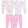 JELYLOVE Confezione da 5 pantaloni unisex per bambini, in 100% cotone, accessori per neonati, Colore , 0-3 Mesi