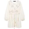 Generic Abito estivo da donna casual con scollo a V a maniche lunghe tinta unita A-Line, bianco, M