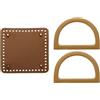 QUARKZMAN Basi per Borsa Uncinetto, 5.9 x 5.9 Piastra Inferiore Quadrata per Borsa con Manici Forma D, Base per Borsa Uncinetto per Realizzazione Borse a Tracolla Fai da Te Marrone