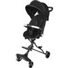 HUOLE Carrozzina pieghevole per 0-36 mesi, 0-25 kg, passeggino per bambini combinato, passeggino compatto con sedile, cestino portaoggetti, cintura di sicurezza, 30 x 55 x 86,5 cm, nero