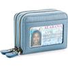 GAEKEAO Porta Carte di Credito Donna in Vera Pelle, RFID Blocco Porta Carte Credito Portafoglio, Portamonete con cerniera