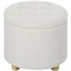 HOMCOM Pouf contenitore, sgabello rotondo, pouf poggiapiedi in tessuto bouclette, capacità 120 Kg, Ø 45 x 41 cm, bianco | Aosom Italy