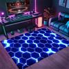 PEIHUODAN Tappeto Camera Da Letto Ragazzo Bambini, Gaming Pavimento Antiscivolo, Zone Game 3D, Stampa geometrica in stile neon, Decorative Accessori Stanza, Adatto Per Scrivania E Sedia (Colore 4,80x120cm)