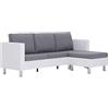 vidaXL Divano a 3 posti con cuscini, moderno, robusto, per casa, soggiorno, tempo libero, chaise longue e lounge, in ecopelle bianca