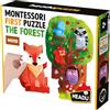 HEADU - Montessori First Puzzle The Forest Grandi Pezzi E Grandi Sagome Di Legno It20133 Puzzle Educativi Per Bambini Età 2+ Made In Italy