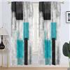 AAtter Teal Black and Grey Window Curtain Turquoise Aqua Gray Silver White Geometric Abstract Simple Art Living Room Bedroom Window Drapes Treatment Fabric 1 Pair Home Decor, 42 W x 84 L, Modern