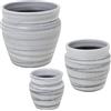 AlexandreHouse Set 3 vasetti in ceramica grigio a righe