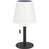 Eglo Lampada da tavolo a energia solare Montapalma-L, dimmerabile con interruttore tirante, senza fili per esterni, in acciaio nero e plastica bianca, bianco caldo, RGB, IP54