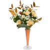 DRW Vaso di vetro decorato con fiori arancioni 13x48x70 cm