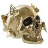 DRW Figura teschio dorato in resina con farfalle 16,5x10,5x11,5 cm