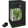 Relaxdays Tenda per Coltivazione Idroponica, Serra per Piante Interno, Telo Riflettente HLP: 200x120x120 cm, Nero Verde, Acciaio, Plastica, Poliestere