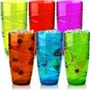 HEFTMAN Set di 6 bicchieri in plastica acrilica, 550 ml, con design a spirale, impilabili, riutilizzabili, per giardino, picnic, campeggio, barbecue, feste o uso quotidiano (colorati)