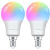 ANTELA Lampadina Wifi Intelligente LED Smart Multicolore, E14, 8W 80W equivalente, Dimmerabile RGB & 2700K-6500K, Compatibile con Alexa e Google Home, Telecomando con APP, 2 pezzi