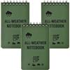 Fangehong Confezione da 3 Block Notes Piccoli, Blocco Note per Tutte le Condizioni Atmosferiche, Taccuino Tascabile Impermeabile, Mini Blocco Note a Spirale, per Registrazione Attività All'aperto (verde)