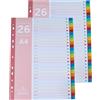 AMO HERMOSO Set da 2 Divisori Alfabetici A-Z per Raccoglitori ad Anelli, 1-26, Formato A4, Separatori Colorati in Plastica Robusta con Indice Multiforo, Ideali per Archiviazione Ufficio, Scuola e Casa