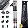 INDESMED Bastoni da Trekking in Fibra di Carbonio 100% Telescopico x2 (Arancione)