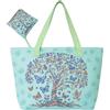 Genérico Borsa da spiaggia grande con disegno di albero della vita colorato e farfalle, Tote Bag in tela, blu cielo, turchese