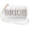 Shimmerz Wifey Regalo Moglie Sposa Borsa in Pelle Bianca con Collana di Perle Clutch da Sera per Anniversario di Matrimonio Regalo