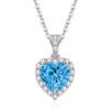 Dada Gioielli - Collana Cuore 12mm Punto Luce Argento 925 Con Zirconi Brillanti Contromaglia Zirconata Catenina 45+5cm (Azzurro Acquamarina)