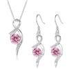 Cangall Set di gioielli da donna, in argento sterling 925, collana e orecchini da appendere con zirconi cubici, 45 + 5 cm, ciondolo con orecchini in argento, regalo d'amore per la festa della mamma,