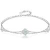 PHNIBIRD Bracciale da donna in argento con quadrifoglio, regalo per donna di compleanno, 19cm, Argento sterling, Zirconia cubica (Opale)