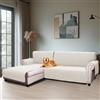 BellaHills Impermeabile Copridivano 3 Posti Con Penisola (Seduta 247cm), Chaise Longue Angolare con Tasche, Antimacchia, Avorio