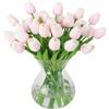 Wekuw 15 Pezzi Tulipani Finti Fiori Artificiali Realistici per Bouquet 33cm Tulipani Finti in Lattice,Tulipano per Fai da Te,Bouquet da Sposa,Hotel,Festa,Decorazioni per La Casa (rosa chiaro)