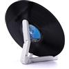 MayRecords Espositore per dischi in vinile, pieghevole, antiscivolo, multifunzionale, per LP e album, da tavolo, in plastica, colore: bianco