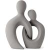 Eachave Scultura romantica in ceramica grigio per l'arredamento della casa - Statua moderna astratta degli amanti per soggiorno, ufficio e camera da letto - Regalo per anniversari, San Valentino e compleanni