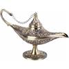 Tomotato Aladdin Genie Lampada, Lampada di Aladino in Lega di Zinco Anticato, Decorazione da Tavolo con Fiori a Rilievo, per Matrimoni Arabi e Feste(Bronzo)