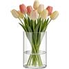 Koelaa Vaso Acrilico Trasparente per Fiori - Vasi Cilindrici Infrangibili Decorativi, Portafiori Moderno per Interni/Esterni, Regalo Matrimonio/Casa/Ufficio, Centrotavola per Cena/Feste-15x25cm