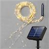Gresonic 400 fili di rame a energia solare, 10 m, 8 modalità, IP44, catena luminosa a LED per esterni per annaffiatoio per camera dei bambini, campeggio, esterno e interno bianco caldo (luce bianca