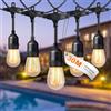 BRIMAX LED Catene Luminose Esterni, 30 metri con 30 lampadine S14, corrente AC220-240V, 2700K bianco caldo, IP44 impermeabile, 2W per lampadina, Luci a LED per giardino, festa, matrimonio, campeggio