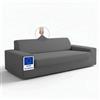 BLUZIMAN® Copridivano 3 Posti Con Braccioli, Copri Divano Super Elasticizzato Sofa Cover, Antigraffio Copridivani, Prodotto in Europa, Fodera Antimacchia (TRE Posti, Grigio)