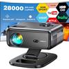 HORLAT Proiettore【Android TV & Rotazione a 360 °】 Horlat Proiettore 4K Supporto WiFi 6 Bluetooth, 28000 Lumen, Auto Keystone Zoom 50%,Videoproiettore Home Cinema per TV Stick/smartphone
