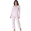 LOVABLE Set di Pigiama Lungo in Cotone e Modal Scollo a V e Balza in Pizzo Donna, Rosa, M