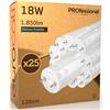 Eurocali 25x Tubi LED 120cm G13 T8 18W 1850 lumen - Luce Bianco Freddo 6500K - Fascio Luminoso 160° - Sostituzione Neon