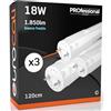 Eurocali 3x Tubi LED 120cm G13 T8 18W 1850 lumen - Luce Bianco Freddo 6500K - Fascio Luminoso 160° - Sostituzione Neon
