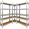 ECD Germany Scaffalatura Angolare per Carichi Pesanti da Officina Set 3 Scaffali Sistema ad Innesto 2 Ripiani 180x90x40 cm con Ripiano Angolare 180x70x40 cm Portata fino a 750 kg per Garage Magazzino