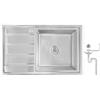 Preero- 80x50x21, R18 Lavello da cucina, acciaio inox 304, spessore 1 mm, rettangolare, 1 vasca, Lavelli, sgocciolatoio a sinistra