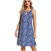 YXCFEWD Abito estivo da donna 2023 corto casual con stampa floreale abito sexy senza maniche casual boho eleganti abiti da spiaggia, Fiori blu scuro, XL plus corto