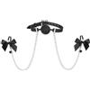 Kutocesy Ballgag in Silicone con Fiocco Morsetti Capezzoli Regolabili Accessori Bondage SM per Coppie Adulti Giochi Sessuali (L)