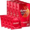 Durex Supersottile XL Preservativi Uomo Extra Large in Lattice Gomma Naturale Trasparenti e Lubrificati Forma Easy-On con Serbatoio Vestibilità Ampia Spessore Sottile - 4 Confezioni da 10 Profilattici