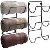 Sorbus Towel Holder for Bathroom Wall - 6 Level Wall Mounted Towel Rack Shelves for Rolled Bath Towels, Washcloths, Linens - Black Hanging Towel Racks for Bathroom, Spa, Salon, Towel Storage Organizer