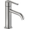 Duravit Rubinetto per lavabo, misura S (altezza beccuccio 123 mm), rubinetto a risparmio energetico (FreshStart), rubinetto a risparmio idrico (MinusFlow), rubinetto da bagno, acciaio inox spazzolato