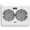 VoltShine Base doppia - Base da incasso con 2 prese 16A 250V e porte USB A e B