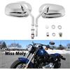 MISS MOLY 8mm Specchietti Laterali Moto per Sportster 1200 XL883 48 Dyna Softail Road Glide Rocker (#2-Cromo)