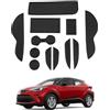 SHAOHAO Per Toyota C-HR 2024 2025 2026 tappetini in gomma per console centrale tappetini antiscivolo, supporto per bevande, tappetino per porta contenitore Toyota chr accessori Nero
